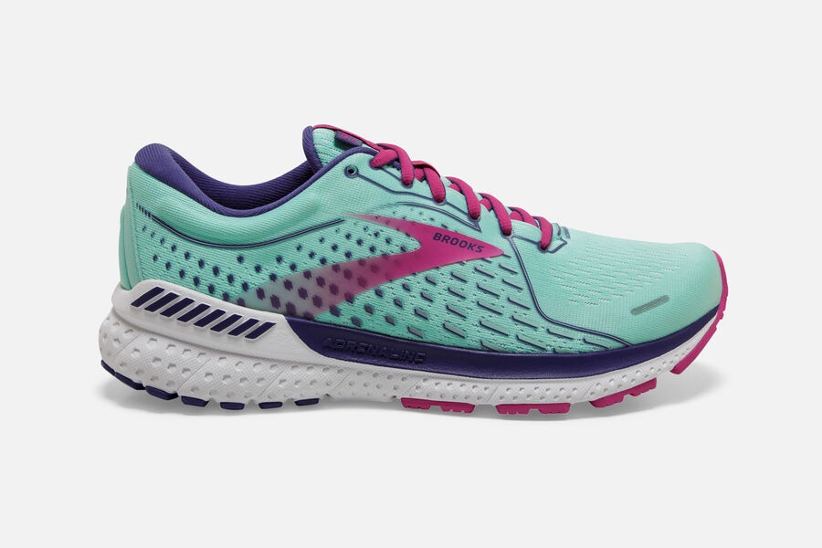 Brooks Running Shoes - Adrenaline GTS 21 Road Womens - Turquoise/Pink - HQZ-286701